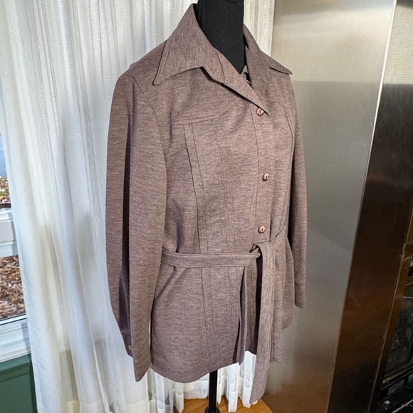 Vintage 1970s set, jacket and blouse, tie belt, taupe, NWT, Paris Star, 12 (M/L) - Picture 7 of 15